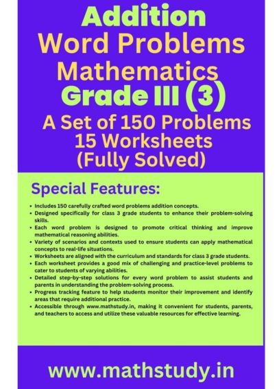 Addition Word Problems For class 3