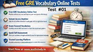 Practice basic GRE vocabulary with this free online test. Ideal for beginners starting GRE verbal preparation.
