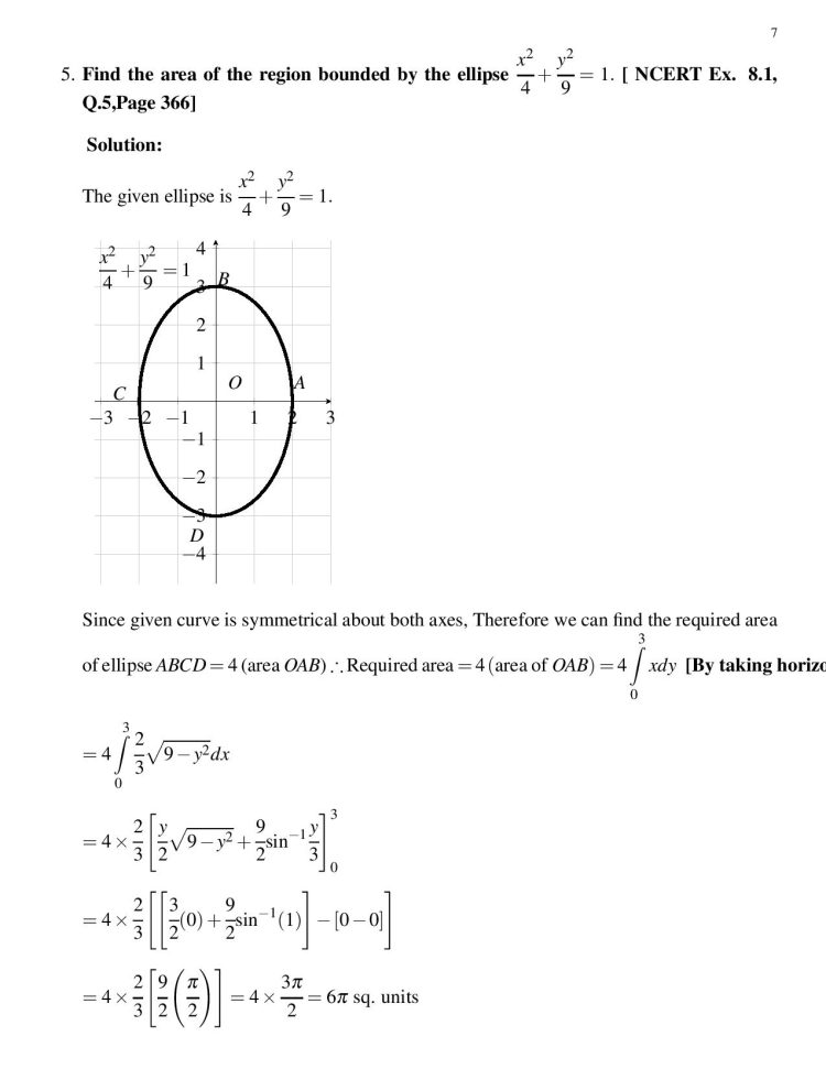 Find the area of the region bounded by the ellipse x^2/4 + y^2/9 = 1 ...