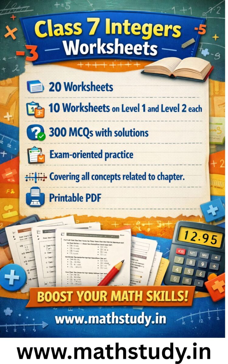 class 7 integers worksheet with solution