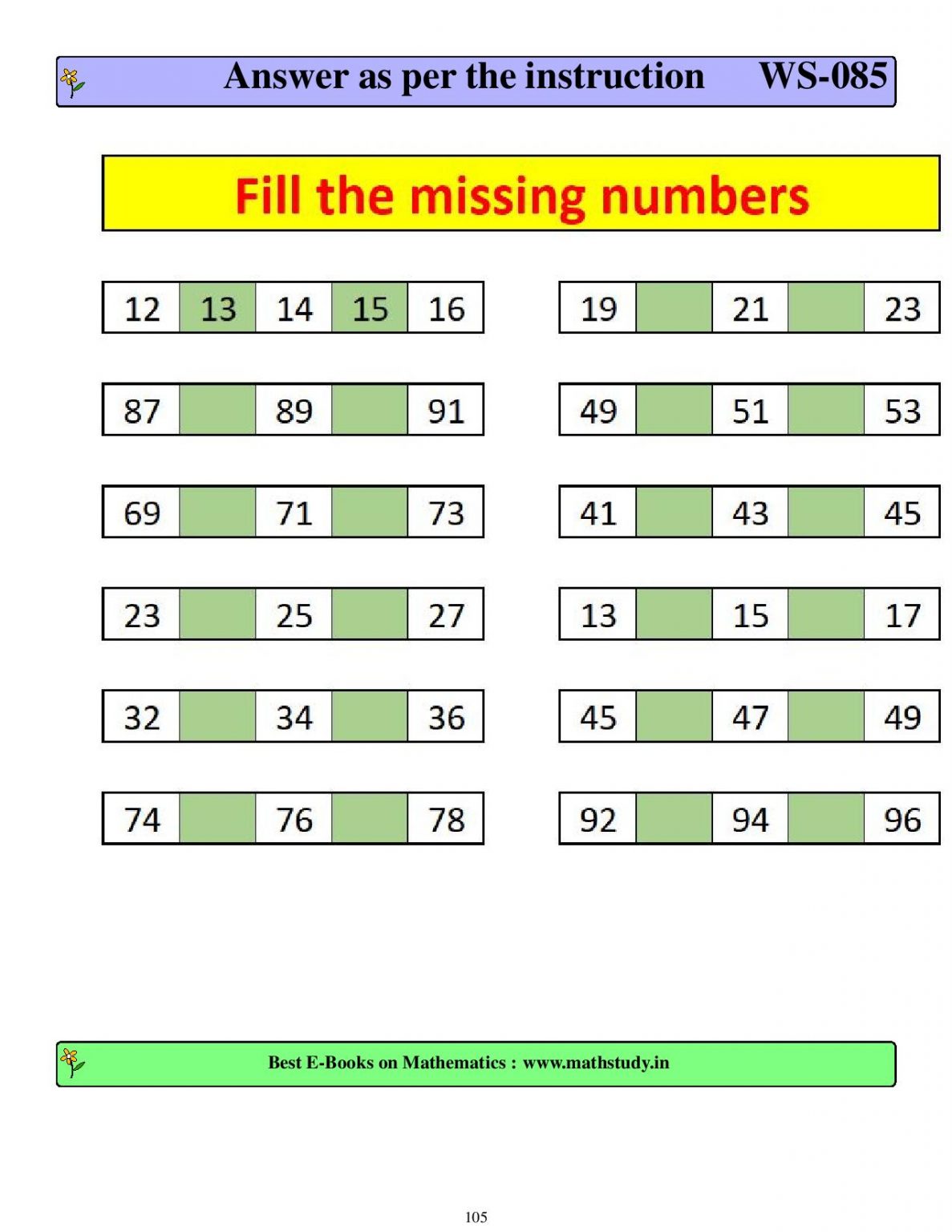 2 Class Maths Worksheet With Answers Pdf
