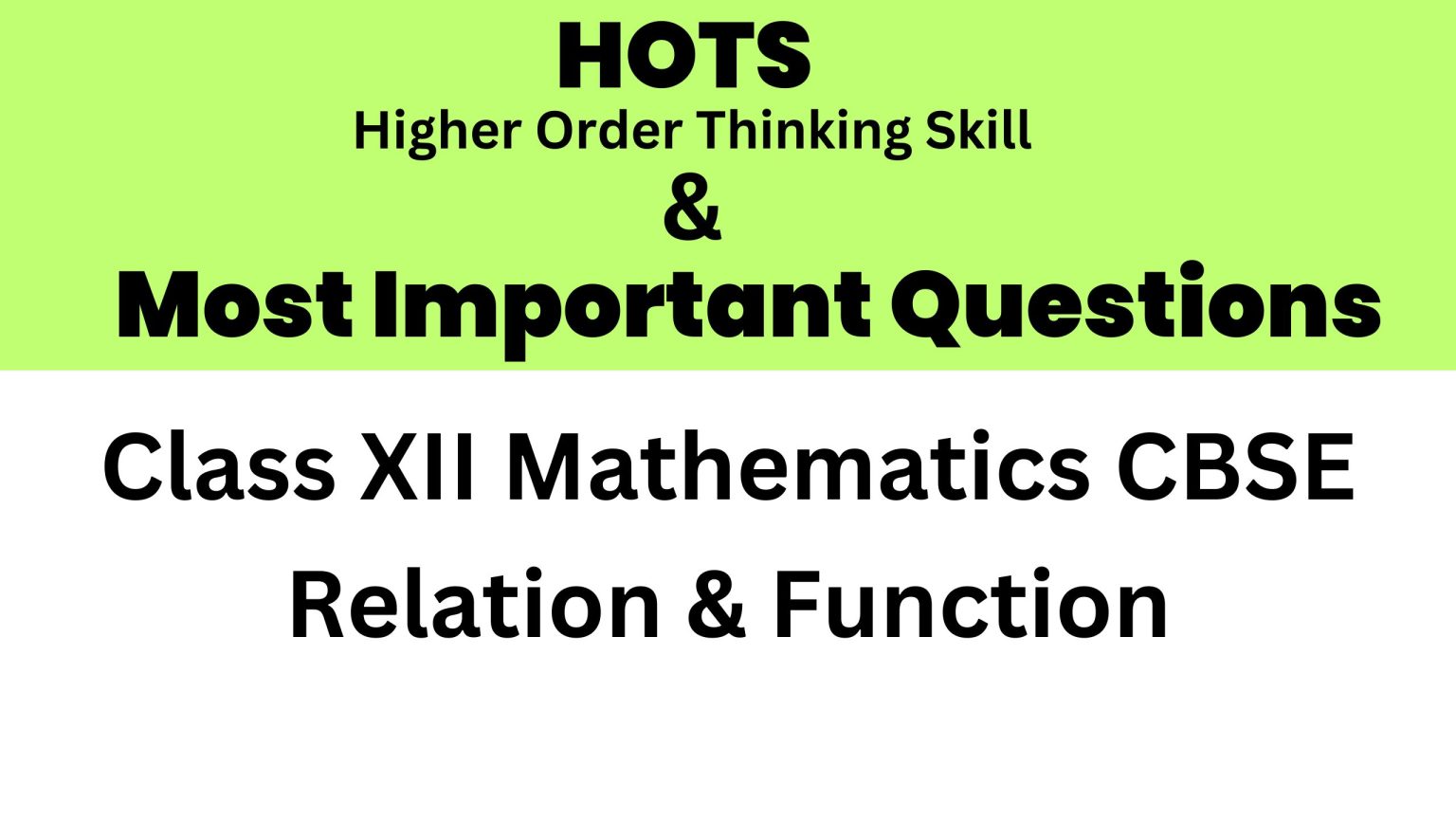 HOTS & IMPORTANT QUESTIONS MATHEMATICS CLASS 12 CBSE - Best E-books ...